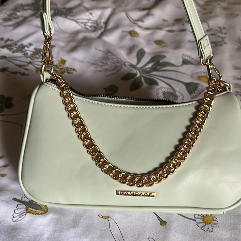 RAMPAGE Light green shoulder purse with gold accents